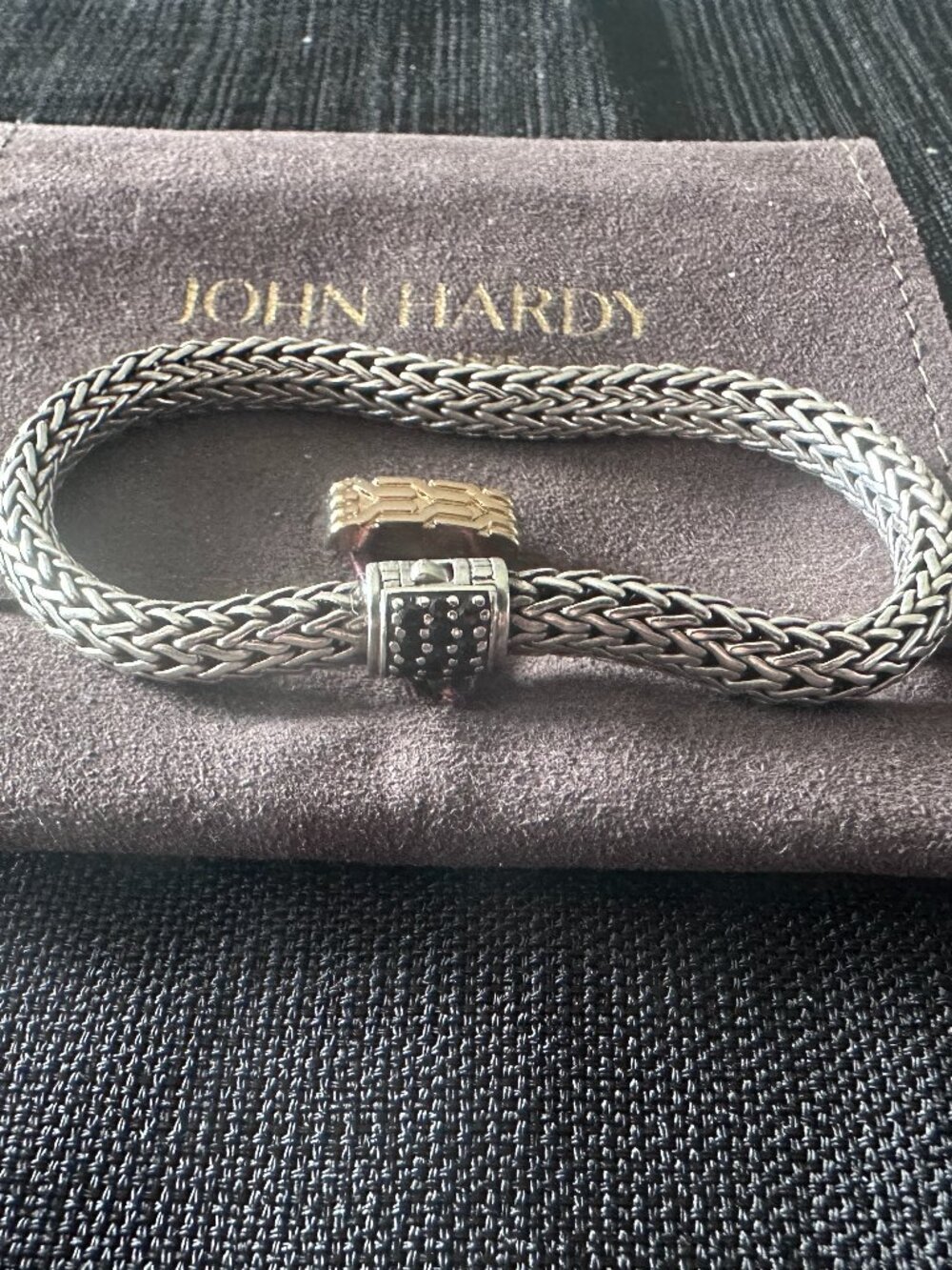 John Hardy Classic Chain 7mm Black Sapphire Sterling Silver Bracelet 925
